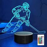 Lampeez Ice Hockey Player 3D Night Lights for Kids, 16 Colors Changing LED Table Desk Lamp Birthday Xmas Gifts Home Decor for Sports Hockey Fan