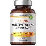 Teen Multivitamin | 120 Vegan Tablets | Immune System Booster | with Vitamins B, D, and E, Calcium, Iron and Zinc | Supplement for Teenage Boys and Girls | by Horbaach