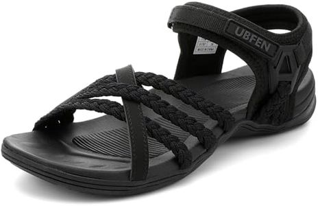 UBFEN Womens Hiking Sandals Sport Walking Adjustable Hook Ankle Straps Comfortable Outdoor Beach Athletic Shoes Black Size 10