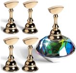Nail Art Practice Stands, Magnetic Nail Tips Holders Fingernail Display Stands with 5 Pieces Alloy Practice Stand and One Crystal Base for DIY Nail Art Practicing Manicure tools