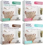 Clean People Laundry Detergent Sheets- Recyclable Packaging, Hypoallergenic, Stain Fighting, Works with All Machines including HE (128 Count, Variety Pack)