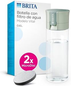 BRITA Botella filtrante de agua modelo VITAL Verde Claro (600 ml) con 2 filtros MicroDisc, para hidratarse en cualquier lugar, elimina cloro, impurezas, hormonas y preserva minerales.