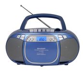 Sharp QT-CD290(BL) Portable CD MP3 Cassette Boombox with AM/FM Stereo and Aux Input, Blue