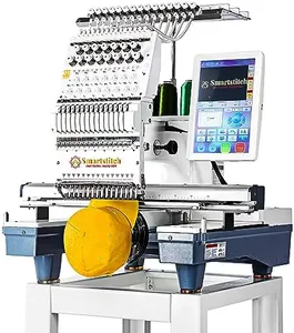 Smartstitch S-1501 Commercial Embroidery Machine with 15 Needles,14"x20" Embroidery Area,1200SPM Max Speed,12" Touch Screen, Wifi available, capable of embroidering on 3D Caps, Flat, T-shirt and more