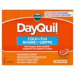 Vicks DayQuil Cold and Flu Medicine, Cough Suppressant, Nasal Decongestant, Pain & Fever Reducer, Non-Drowsy Formula, 16 Liquid Capsules