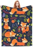 Dark Cartoon Fox Blanket Purple Fau