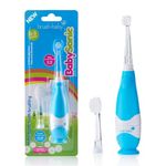 New brush-baby Baby Blue BabySonic Toddler Electric Toothbrush, Extra Soft bristles, 2 Minute Timer and LED Light up Toothbrush Head for Ages 0-3