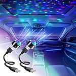 DoRight LED Roof Atmosphere Light USB Mini LED Projection Lamp Star Night 3 Colors & 7 Lighting Effects Car Interior Lights Adjustable Romantic for Car Decor/Bedroom/Home/Party - Plug and Play (2 Pcs)