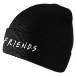 Waldeal Cute Beanie Hat Winter Hat - Friend Beanie for Women - Cuffed Plain Stretchy Soft Skull Knit Beanies, Black, One Size