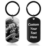 Personalized Photo Keychain, Custom Keychain with Sublimation Picture & Engraved Text Personalized Customized Gifts for Mum Dad Couple Birthday Christmas