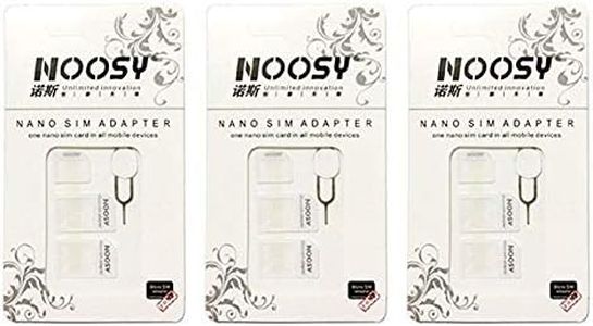 SIM Card Adapter KIT 3-Pack by Noosy (9 Total Adapters: Nano to Micro, Nano to Regular, Micro to Regular) with SIM Extractor/Pin Ejector (White)