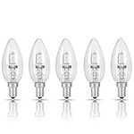 28W Halogen Candles Light Bulbs, 5 Pack SES E14 Halogen Candle Bulb, 350 Lumen, Mains 230V, 2800K Warm White, Dimmable Energy Saving Halogen Bulbs