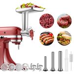 Meat Grinder Gttachment for Kitchenaid Stand Mixer includes 3 Sausage Filling Horns 2 Grinding Blades 4 Grinding Disk and Cleaning Brush Meat Grinder for KitchenAid Accessories by GVODE