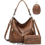 Hobo Handbags for Women Purse Ladies Boho Shoulder Bag Crossbody Bags Brown Vegan Leather Brown