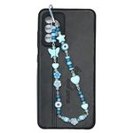 Heddz Blue Acrylic Heart Beads Phone Lanyard Wrist Strap | Handmade Acrylic Beaded Phone Charm | Phone Cords and Crossby Strings | Beaded Phone Chains and Lanyards