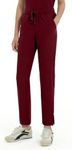 Kitmaz Medical Scrub Pants for Women, Mid Rise Skinny Straight Leg Cargo Pants with Yoga Waistband, 4-Way Stretch, Anti-Wrinkle & 10 Pockets Burgundy