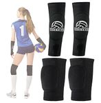 Koalarun Volleyball Knee Pads and Arm Sleeves Set Padded Passing Forearm Sleeves with Thumbhole Volleyball Training Gear Protective Pads for Girls Youth Women