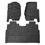 Powerty Floor Mats Compatible for Ford F-150/F150 Lightning 2015-2024 Accessories 1st & 2nd Row Liner Set All Weather TPE 3D Car Mats All-Weather Custom Fit Floor Liners