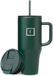 IRON °FLASK Co-Pilot 32 oz Insulated Tumbler w/Straw & Flip Cap Lids - Cup Holder Bottle for Hot, Cold Drink - Leak-Proof- Water, Coffee Portable Travel Mug - Mothers Day Gifts - Dark Pine
