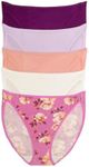 Felina | So Smooth Modal Hi Cut Panty | Hi Leg Opening Panties for Women | 5-Pack, Pink Florals, S