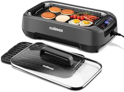 CUSIMAX Smokeless Grill, Electric Indoor Grill, 1500W Korean BBQ Grill with Non-stick Removable Grill/Griddle Plate, LED Smart Display & Tempered Glass Lid, Grey
