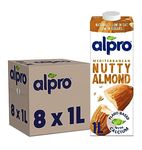 Alpro Almond Plant-Based Long Life Drink, Vegan & Dairy Free, 1L (Pack of 8)