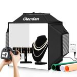 Glendan Upgrade Light Box & Soft Box, 16"x16" Professional Portable Photo Box with 480 LED Lights Photo Studio Light Box Photography with 4 Color PVC Backdrops for Jewelry and Product Photography