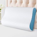 Zibroges Memory Foam Pillow, Cervical Pillow Support for Neck Head and Shoulder, Neck Pillows Tailored for Side, Back, Stomach Sleepers - Elevate Your Sleep Comfort (Sky Blue, Washable Pillowcase)