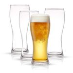 JoyJolt Callen Beer Glasses Set of 4 (FOUR). Pint Glass Capacity, Craft Beer Glass, Pilsner Beer Glass and IPA Beer Glass. 15.5oz Beer Glassware Cup. Classic Beer Glasses for Men