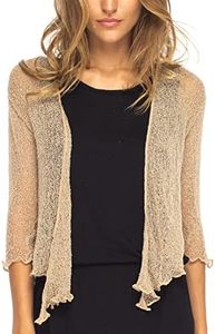 Back From Bali Womens Lightweight Knit Cardigan Shrug Lite Sheer Mocca