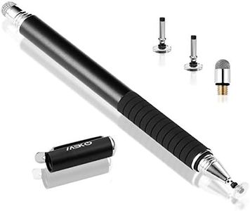 MEKO 2-in-1 Penna di Precisione per Touch Screen con 3 Punte Sostituibili Pennino Capacitivo per iPad, Tablet, iPhone, Smartphone, Samsung Galaxy Note/Tab - Nero
