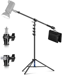 NEEWER Air Cushioned Aluminum Light Stand, 9.8ft/3m Adjustable Photography Stand with Boom Arm, Counterweight, Sandbag, 1/4" Screw for Softbox, Studio Flash, Umbrella, Ring Light, Max Load 5kg