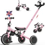 EagleStone 5 in 1 Tricycle for Toddlers 2-5 Years Old,Foldable Toddler Bike with Push Handle, Ideal Balance Bike and Birthday Gifts for Age 2 3 4 5 Boys and Girls