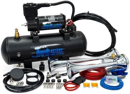Hornblasters Psychoblaster 228H 2 Gallon All-In-One Air Horn Kit - 2 Chrome Trumpets - Easy Install