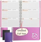 Panda Planner Undated Weekly Planner 2.0 – 12-Months Productivity Planner with Habit Tracker, Goal Setting – Hard Plastic Cover Planner for Work, Home, School & ADHD Management - 5.75" x 8.25" (Pink)