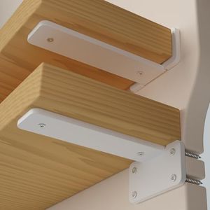6 Pack 6 Inch White Heavy Duty Floating Shelf Brackets – 1/5 Inch Thick Metal Wall Shelf Support with 180 lb Load Capacity