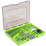 Greenworks 90 Piece Black Oxide Drilling and Driving Bit Set with Modular Case for Wood, Metal, Plastic, and Masonry,3X Longer Life,135° Split Point,Precision-Milled