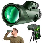 Manzelun Smartphone Monocular Telescope,12X Mangnification 50mm Objective Lens Phone Telescope HD 80x100 Zoom Portable Monoculars with Adapter Tripod for Hunting Bird Watching Hiking Travel Camping