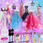 800+Pcs - Fashion Designer Kit for Girls with 5 Mannequins- Creativity DIY Arts & Crafts Kit Learning Toys Sewing Kit for Kids- Teen Girls Kids Birthday Gift Present Age 6 7 8 9 10 11 12+