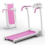 Goplus Foldable Treadmills for Home, Freestanding Folding Treadmill with 12 Preset Programs, Adjustable LCD Display, Pulse Sensors, Portable Compact Treadmill for Walking and Jogging (Pink)