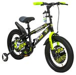 VESCO Kick Pro 16 Inch Rigid Cycles Fully Adjustable with P.U Seat for Extra Comfort | Bottle | Age for 5 to 8 Years Boys and Girls (Black-Green), Kids Bike