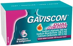 Gaviscon Dual Action Chewable Tablets Heartburn and Indigestion Relief Mixed Berry 48 Pack