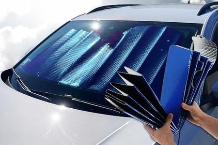 Pare Soleil Avant Thermique et Anti UV Tiny, ETE ET Hiver, Garde la Voiture au Frais, Facile à Installer, Super Résistant, Origine Europe, 80% de Plastiques Recyclés (Bleu Tiny, 130 X 70)