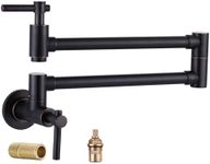 iVIGA Pot Filler Kitchen Faucet Wall Mount,Oil Rubber Bronze Brass Pot Filler Faucet with 2 Handles,Single Hole Stretchable Faucet with Double Joint Swing Arm Pot Filler Above Stove Commercial Faucet