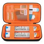 BOVKE EpiPen Carrying Medical Case, Diabetic Supplies Holder for 2 Epi Pens, Auvi Q Injectors, Epi Trainer, Inhaler, Nasal Spray, Allergy Meds Emergency Use, Black