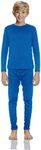 Rocky Thermal Underwear for Boys Cotton Knit Thermals Kids Base Layer Long John Pajamas Set (Blue - Medium)