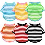 6 Pieces Dog Striped T-Shirt Dog Shirt Breathable Pet Apparel Colorful Puppy Sweatshirt Dog Clothes for Small to Medium Dogs Puppy (L)