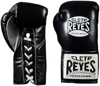 CLETO REYES Professional Competition Boxing Gloves for Men and Women, Leather and Horsehair, MMA, Kickboxing, Muay Thai, Lace Up, 10 oz, Black