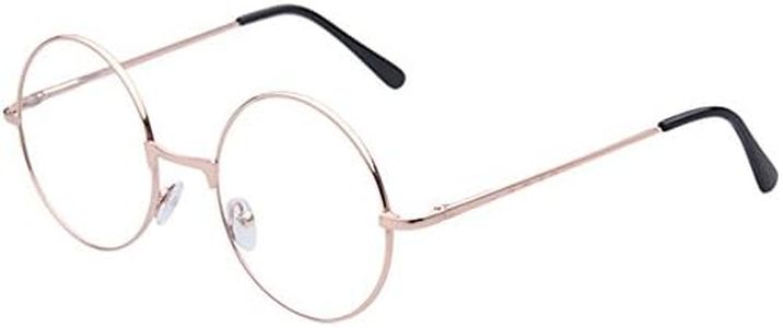 TRIXES Copper and Black Unisex Round Metal Clear Geek Glasses Retro Sixties Vintage Lennon Style Accessory Specs