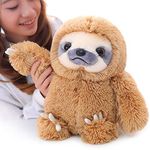 Winsterch Cuddly Sloth Soft Toy Large Stuffed Animal Sloth Teddy Baby Doll Birthday Gifts,Plush Soft Sloth Toy (Brown, 15.7 inches)